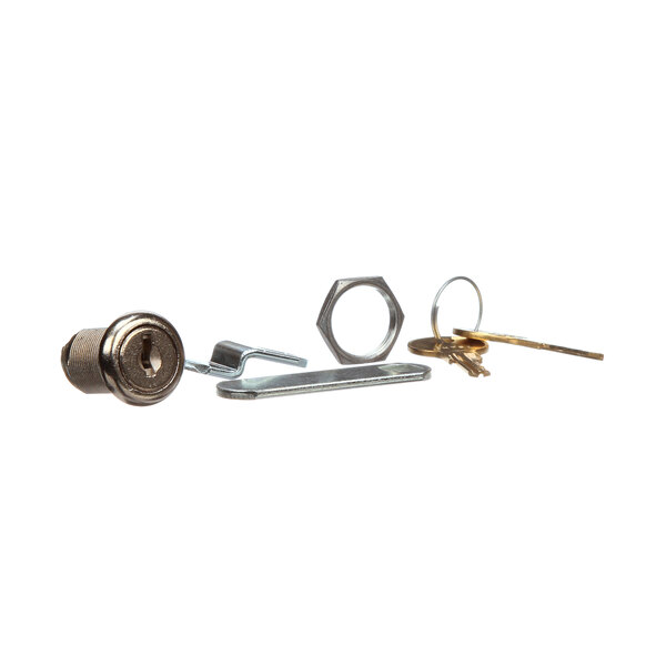 Metal lock and key for a Jackson dishwasher control box.