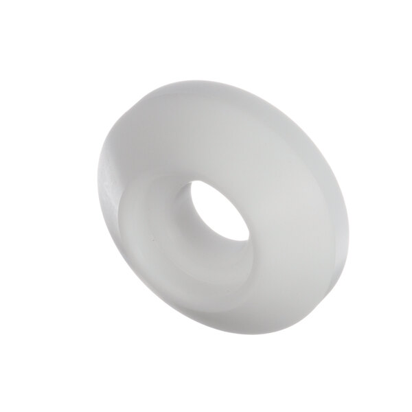 A white round adapter for a Stoelting ice cream freezer with a hole in the center.