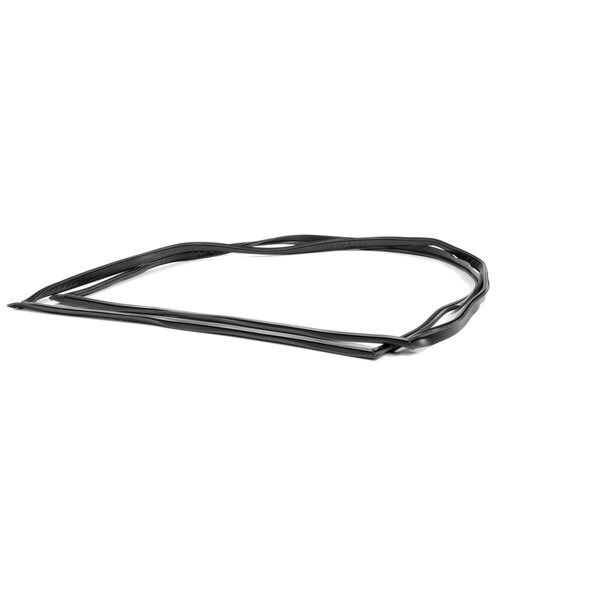 A black rubber door gasket for a refrigerator on a white background.