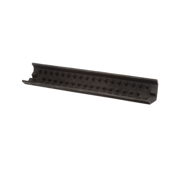 A black plastic cast iron shelf with small holes.