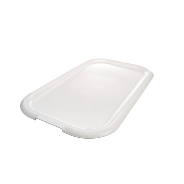 A white plastic tray with a lid on it.