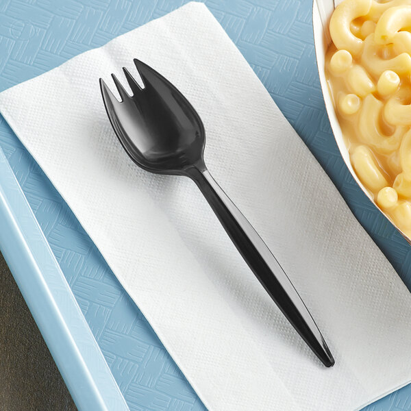 Choice Medium Weight Black Plastic Spork 100/Pack