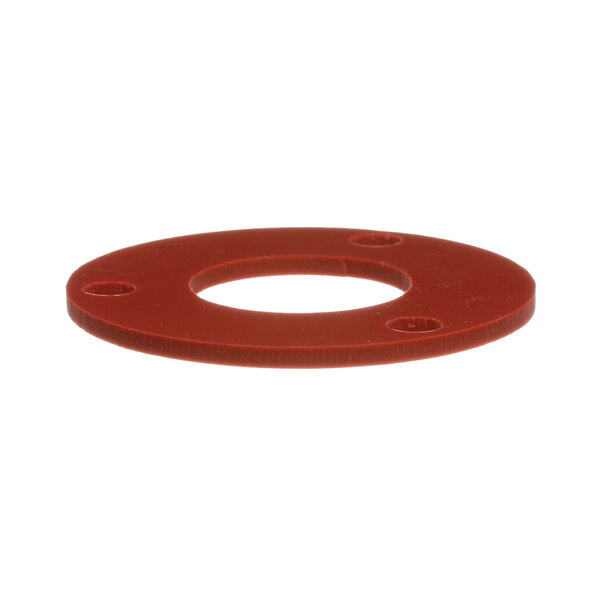 A red plastic Jackson gasket with a hole in the middle.