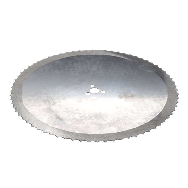 A white Oliver 7107-7053 circular saw blade with a hole in the center.