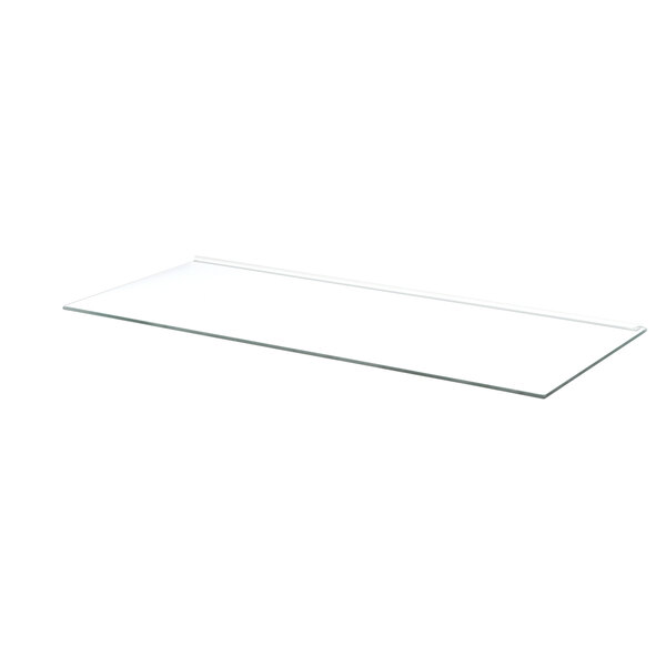 A clear glass bottle shelf for a Summit Appliance refrigerator on a white background.