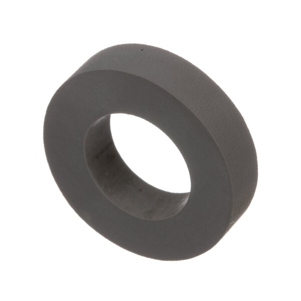 A grey rubber washer with a white background.