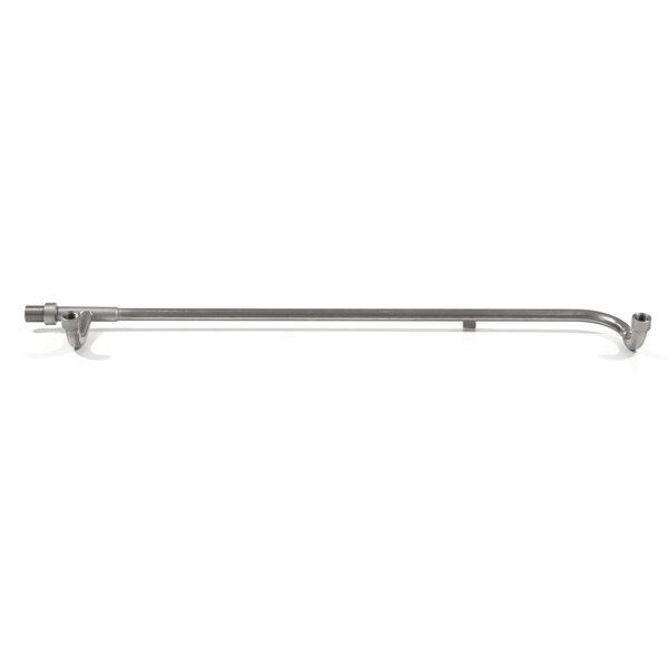 A stainless steel long metal rod with nozzles and a handle at the end.
