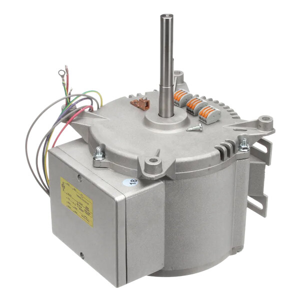A Blodgett 230V blower motor kit with wires on a grey metal device.