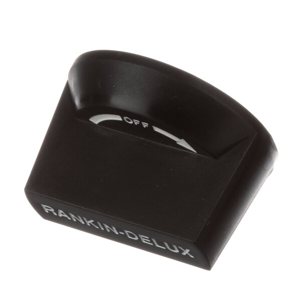 A black plastic control knob with white text reading "Rankin-Delux"