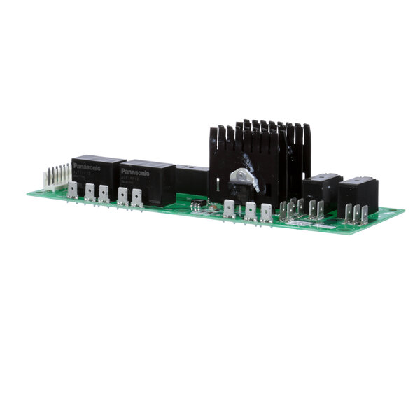 A green circuit board for a Merrychef 333045 convection oven auxiliary board.