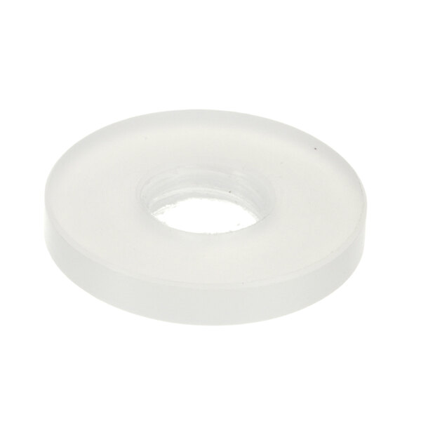 A white plastic circle with a hole in it.