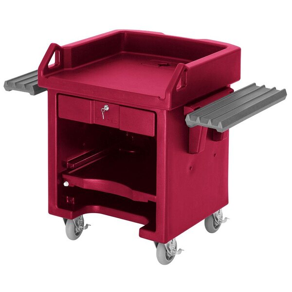 Cambro VCSWRHD158 Hot Red Versa Cart with Dual Tray Rails and Heavy Duty Casters