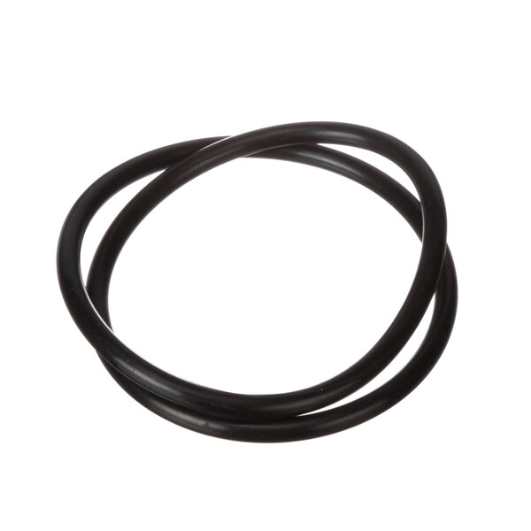 A black rubber O-ring for a Frosty Factory refrigerated beverage dispenser face plate.