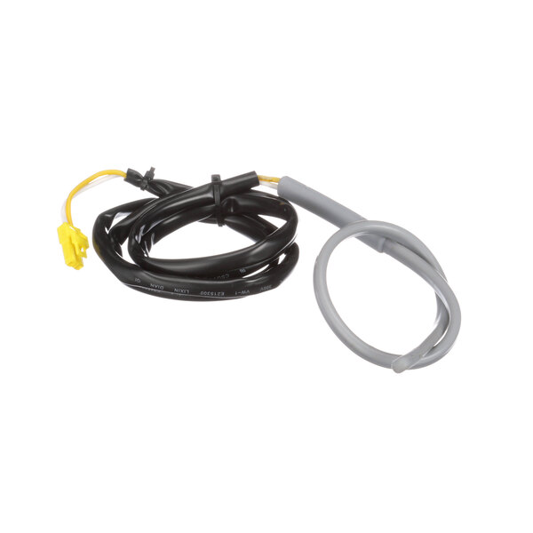 An Entr&#233;e drain line heater wire and cable with a yellow connector, a black wire, and a grey wire.
