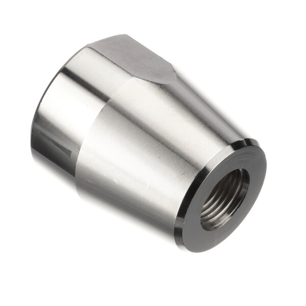 A close-up of a stainless steel RF Hunter stem nut.
