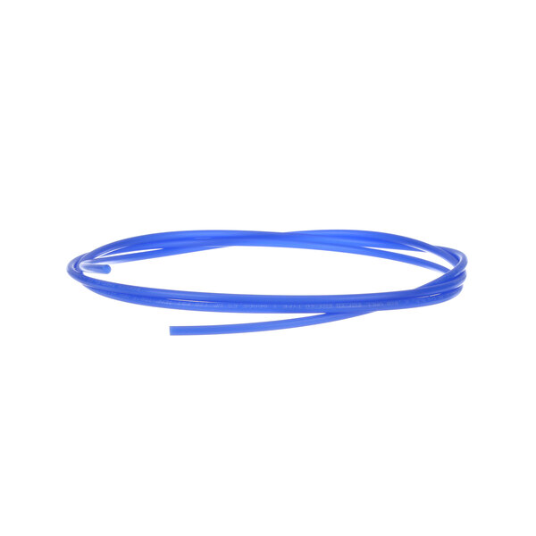 A blue rubber tube with a blue wire inside on a white background.