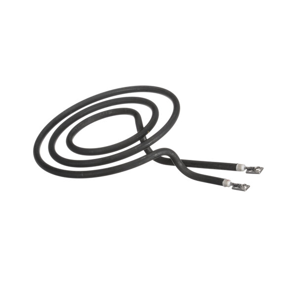 A black cord with a white cord on it and metal ends.