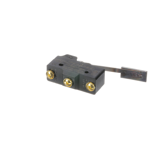 A small black Therma-Tek door switch with two gold buttons.