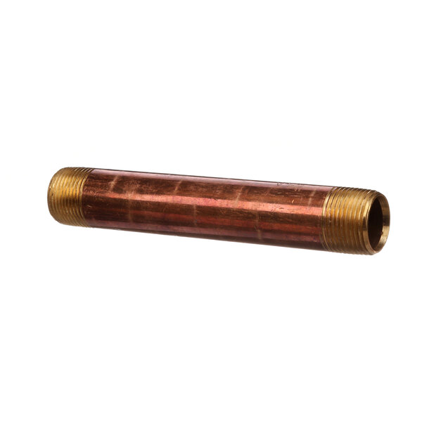 A copper pipe with a threaded end.