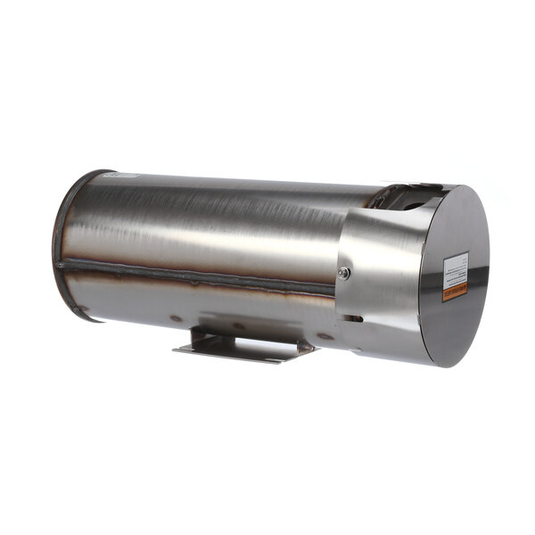 A close-up of a stainless steel Jackson Booster Tank cylinder.