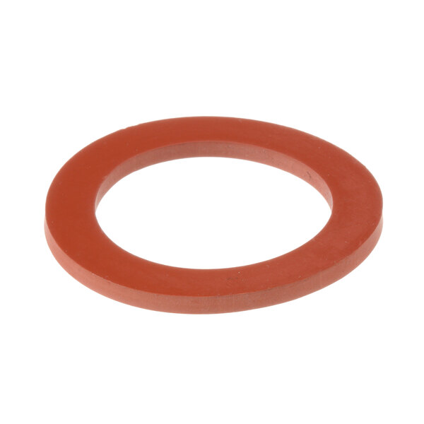 An orange rubber washer with a red circle.