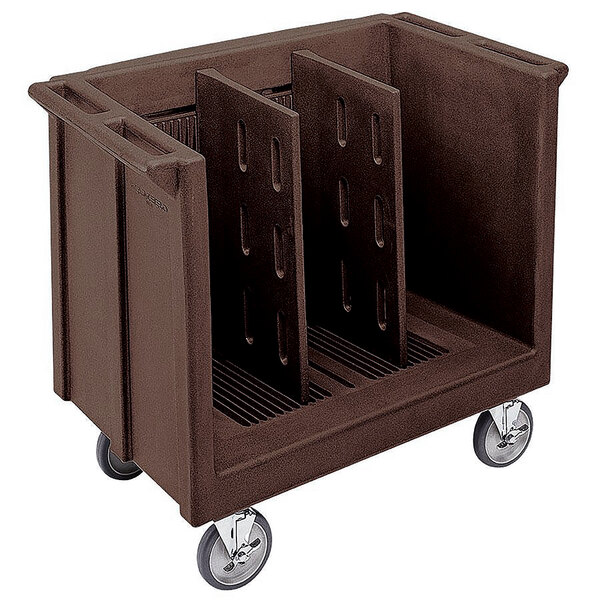 Cambro TDC30131 Adjustable Dark Brown Tray and Dish Cart with Vinyl Cover