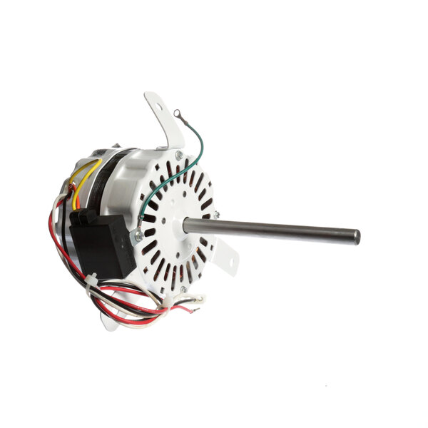 A small Loren Cook white motor with wires.