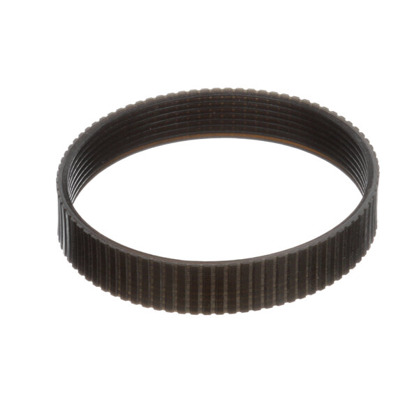 A black rubber belt with a hole in it.
