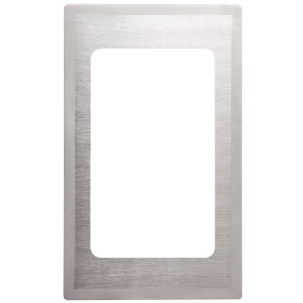 A silver rectangular adapter plate with a satin finish edge.