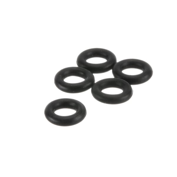 A group of black Stoelting O-rings on a white surface.
