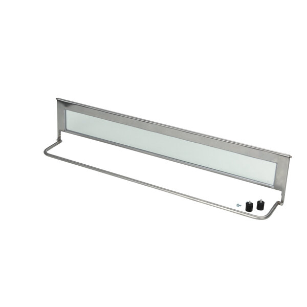 A metal rectangular window kit with a white glass panel in a metal frame.