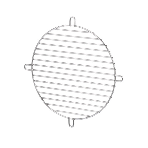 A round metal wire mesh grill for a Garland range.