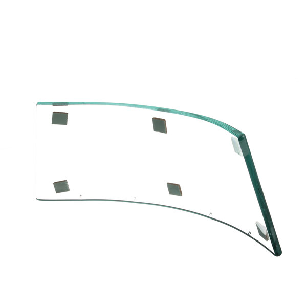 A clear curved glass with square corners.
