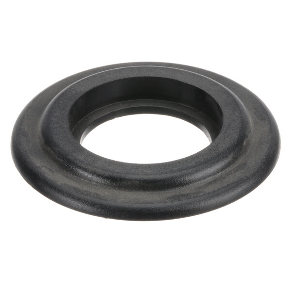 A black rubber gasket with a hole in it.