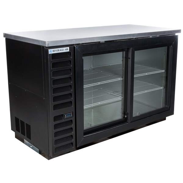 Beverage-Air BB58HC-1-GS-B 59" Black Counter Height Sliding Glass Door Back Bar Refrigerator