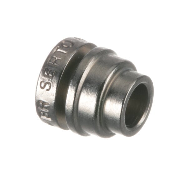 A nickel-plated metal clamping ring with a silver finish.
