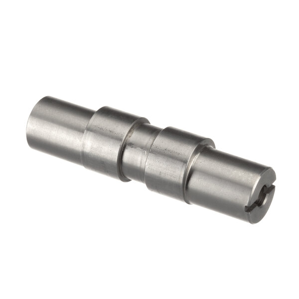 A stainless steel threaded connector with a round center.
