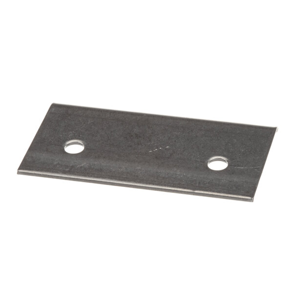 A metal Ready Access striker plate with two holes.