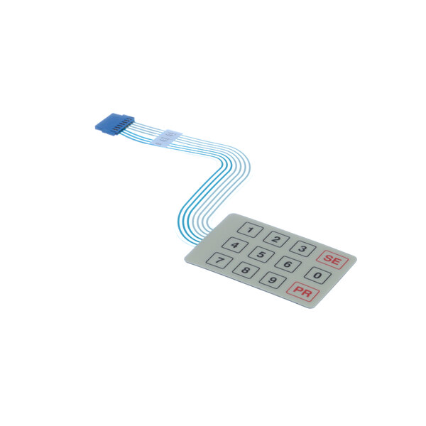 The keypad for an Edhard cake filler with a blue computer cable.