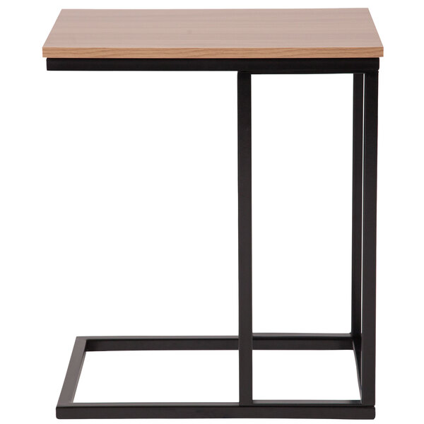 Flash Furniture NAN-ST6819-GG Aurora 19" x 13 1/2" x 22" Rectangular Rustic Wood Grain Finish Side Table with Black Metal Cantilever Base