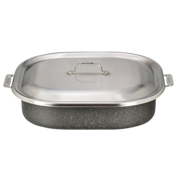 Bon Chef 60004CLDGALAXY Cucina 7 Qt. Galaxy Stainless Steel Roasting Pan with Lid 15" x 11" x