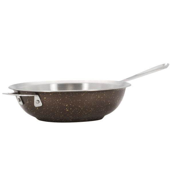 A stainless steel Bon Chef Cucina chef's pan with a brown interior.