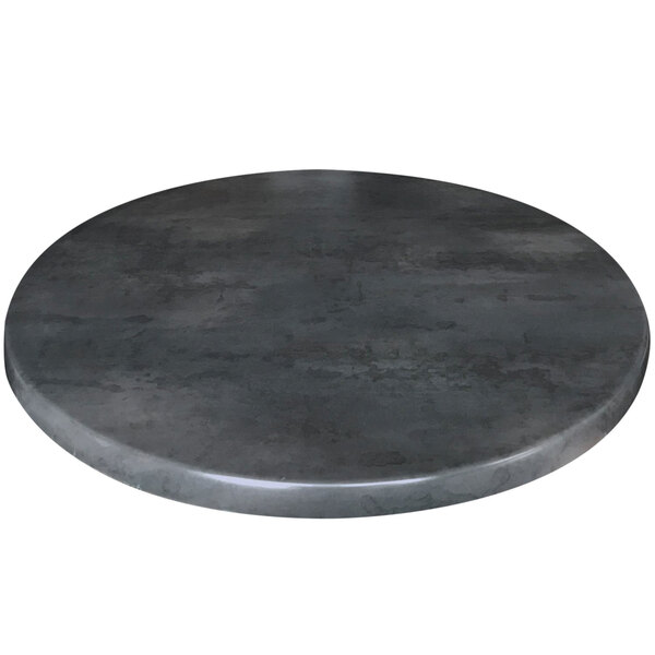 A black round steel table top.