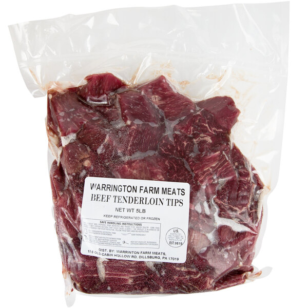 Beef Tenderloin Tips in Bulk - (2) 5 lb. Bags