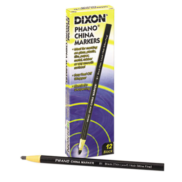 Dixon Ticonderoga 00081 Black Thin Lead China Marker 12/Pack