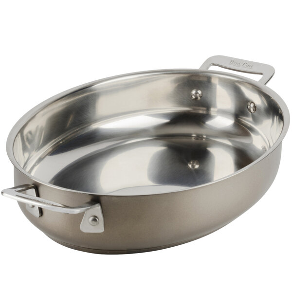 Bon Chef 60019TAUPE Cucina 1.5 Qt. Taupe Stainless Steel Oval Au Gratin Dish