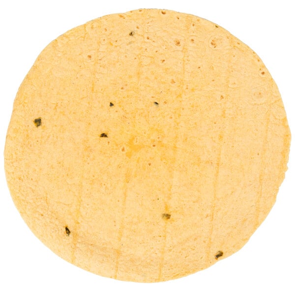 A close up of a Mission jalapeno cheese tortilla.