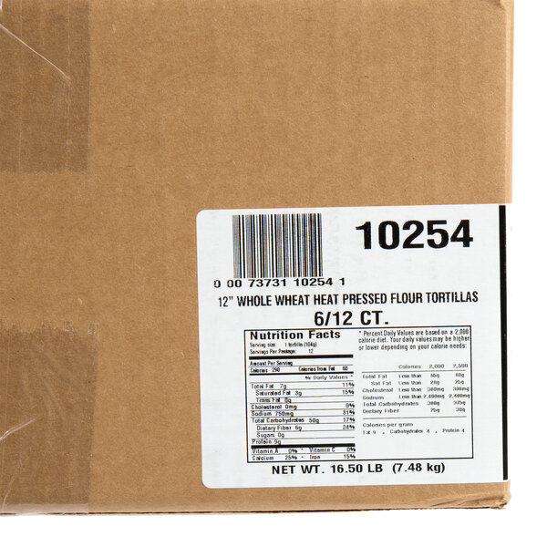 Mission 12" Whole Wheat Pressed Tortillas 72/Case