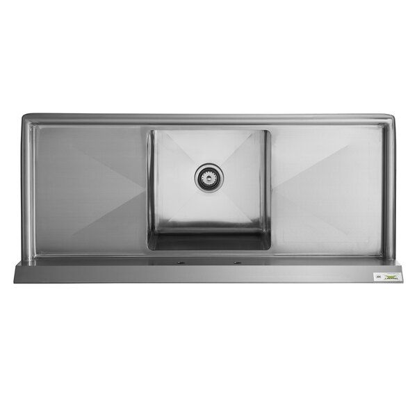 A Regency stainless steel one compartment sink with 2 drainboards.