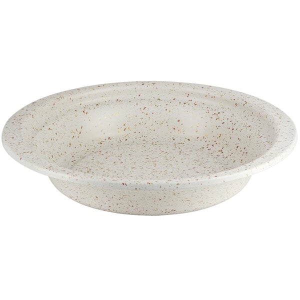 A white Bon Chef oval food pan with red specks.